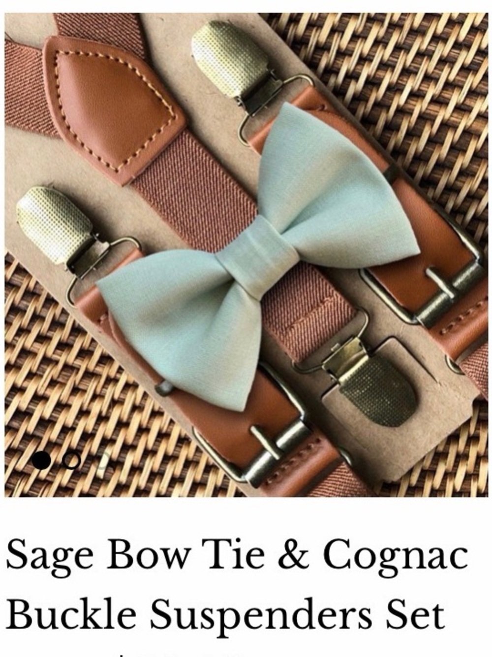 The Bold Bow Tie: Sage Bow Tie & Cognac Buckle Suspenders Set - Men